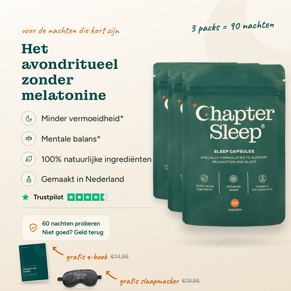 Chapter Sleep Sleep Capsules, natuurlijke avondformule zonder melatonine
