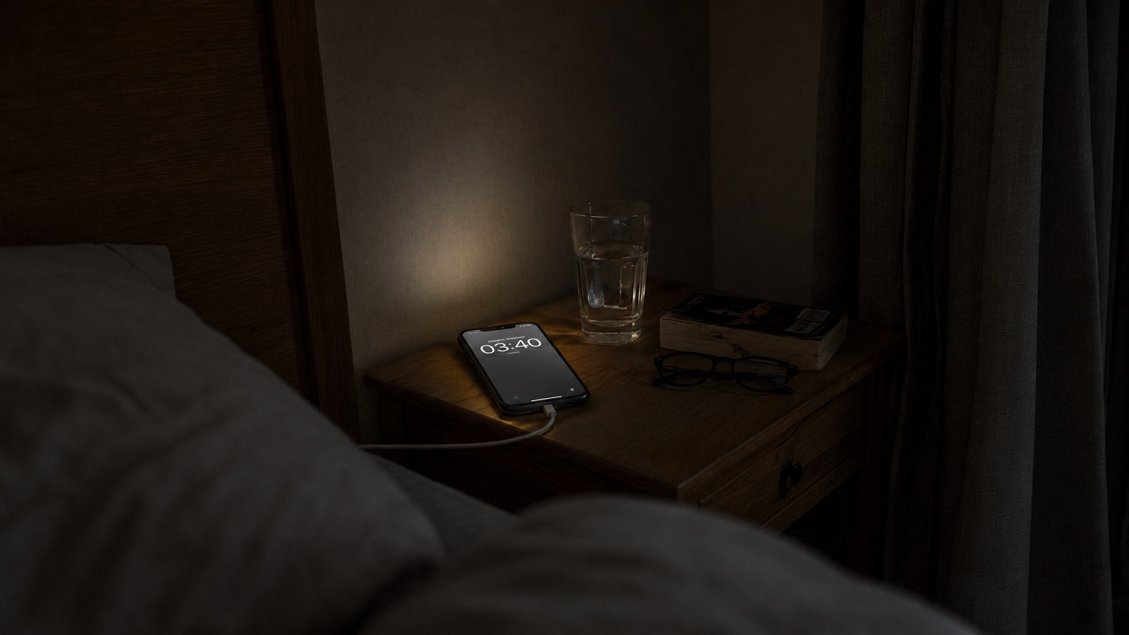 Donkere slaapkamer, midden in de nacht