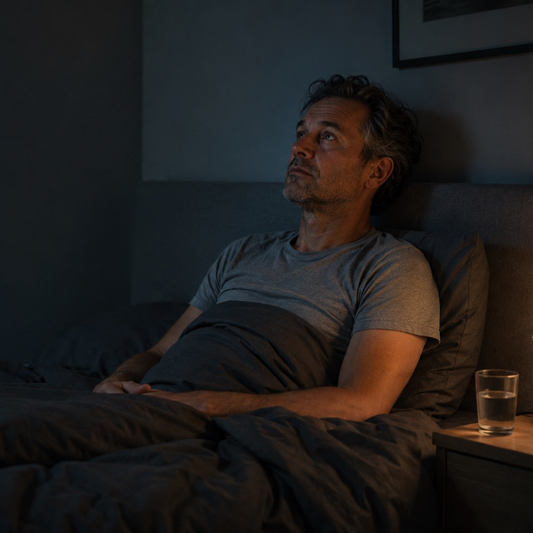 Man zit rechtop in bed, klaarwakker om 4 uur